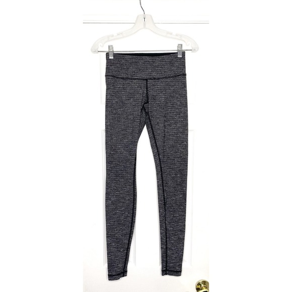Lululemon‎ Women's Wunder Under Textured Leggings Gray Black 4 - Picture 1 of 7